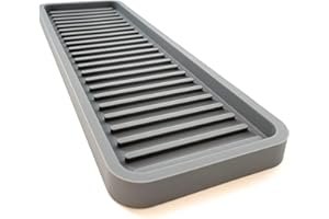 Happitasa Silicone Kitchen Sink Organizer Tray, Sponge Holder and Countertop Protector | Bathroom and Kitchen Soap Dish and Dispenser Tray (Grey, 12"x4")
