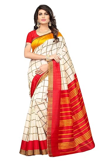 OOMPH! Art Silk Saree with Blouse Piece