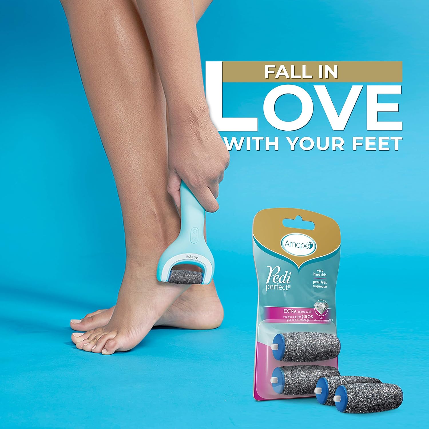 Amope Pedi Perfect Electronic Foot File Refills, Extra Coarse Rollers for Feet, Removes Hard and Dead Skin - 2 Count: Health & Personal Care