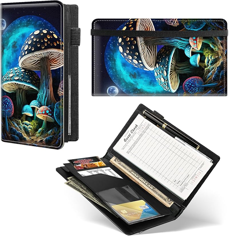 Dikoer Server Book Organizer 11-Pocket Waitress Order Pad Zipper Pen Holder