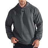 BROKIG Men's Waffle Knit Hoodies Pullover For Gym Workout Running,Loose Warm Casual Long-Sleeve Sweatshirts with Pocket