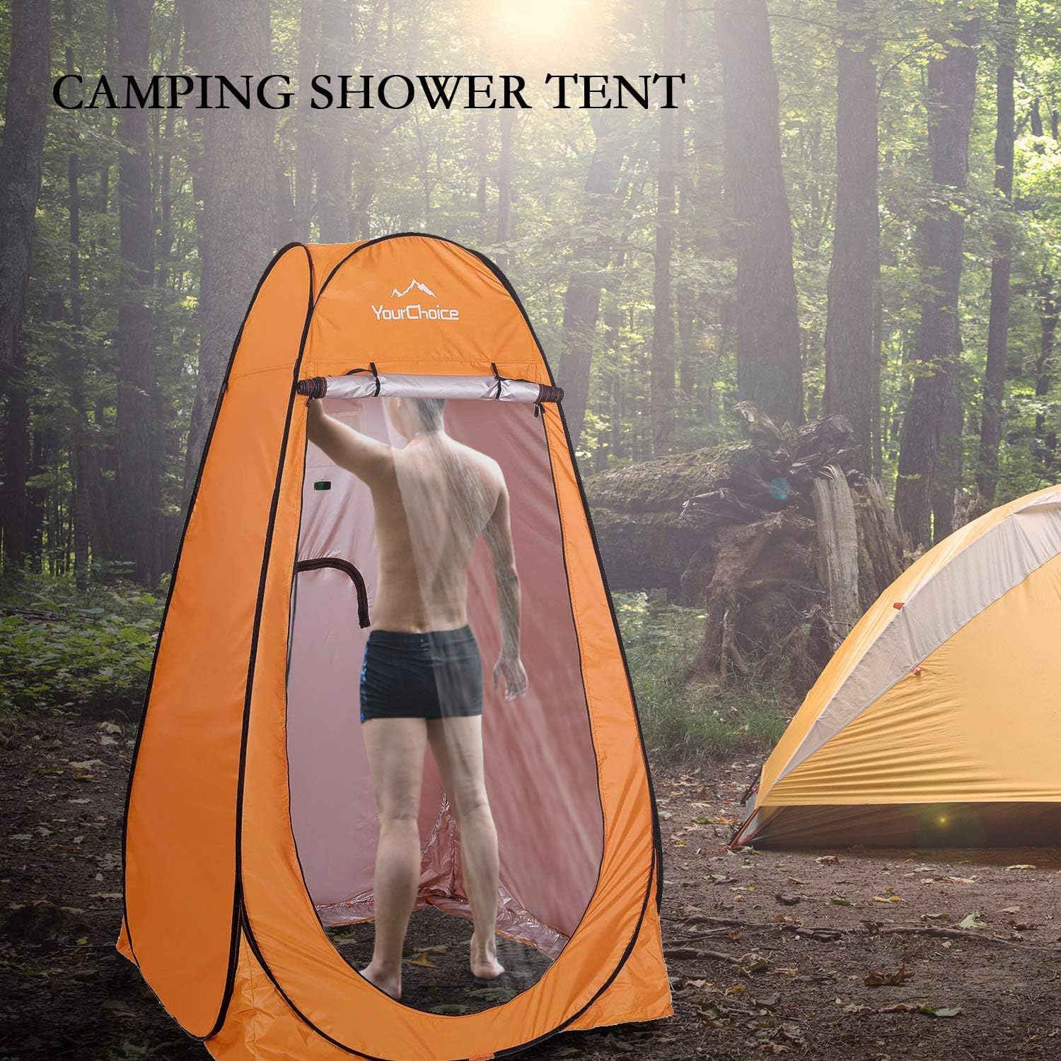 Your Choice Pop Up Camping Shower Tent, Portable Changing Room Camp Shower Toilet Privacy shelter Tents for Outdoor and Indoor, 6.2FT Tall - Color Orange: Sports & Outdoors