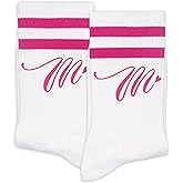 Women's Hot Pink Striped Socks - Birthday Gift, Ladies