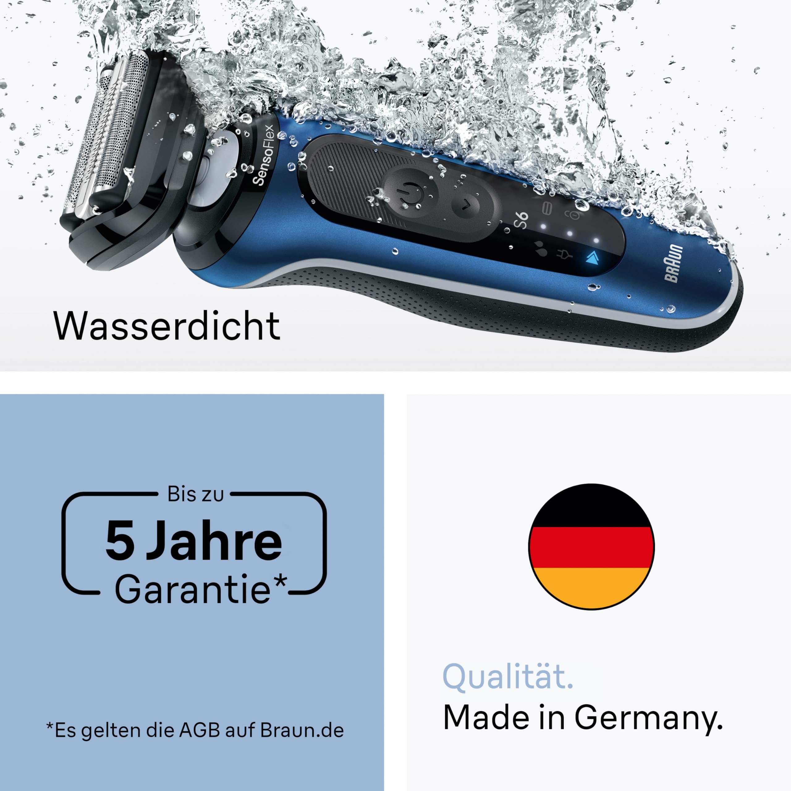 Braun Series 6 Elektrorasierer Herren, Rasierapparat mit 60 Min. Akkulaufzeit, Präzisionstrimmer-Aufsatz, Kabelloser Nass- und Trockenrasierer für Männer, Wasserdicht, 62-G1200si, Grau 6