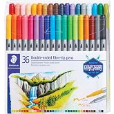 Staedtler Double Ended Markers, Assorted Bullet Tips, Assorted Colors, 36/Pack