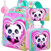 TXHVO 16" Backpack for Girls Boys 4-8, 3Pcs Kids Bookbag Set with Lunch Box, School Bag for Preschool Kindergarten