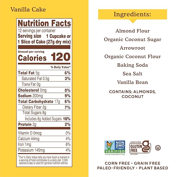 SIMPLE MILLS ALMOND FLOUR BAKING MIX, VANILLA CUPCAKE & CAKE MIX – GLUTEN FREE, PLANT BASED, PALEO FRIENDLY, 11.5 OUNCE (PACK OF 1)