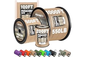 HOKINETY Paracord Rope 550 lb - 4MM 100 ft / 200 ft / 500 ft / 1000 ft Heavy-Duty Parachute Spool para Cord Lanyard Outdoor Gear for Tent, Camping, Clothes line, Hiking, Fishing, Survival Bracelet