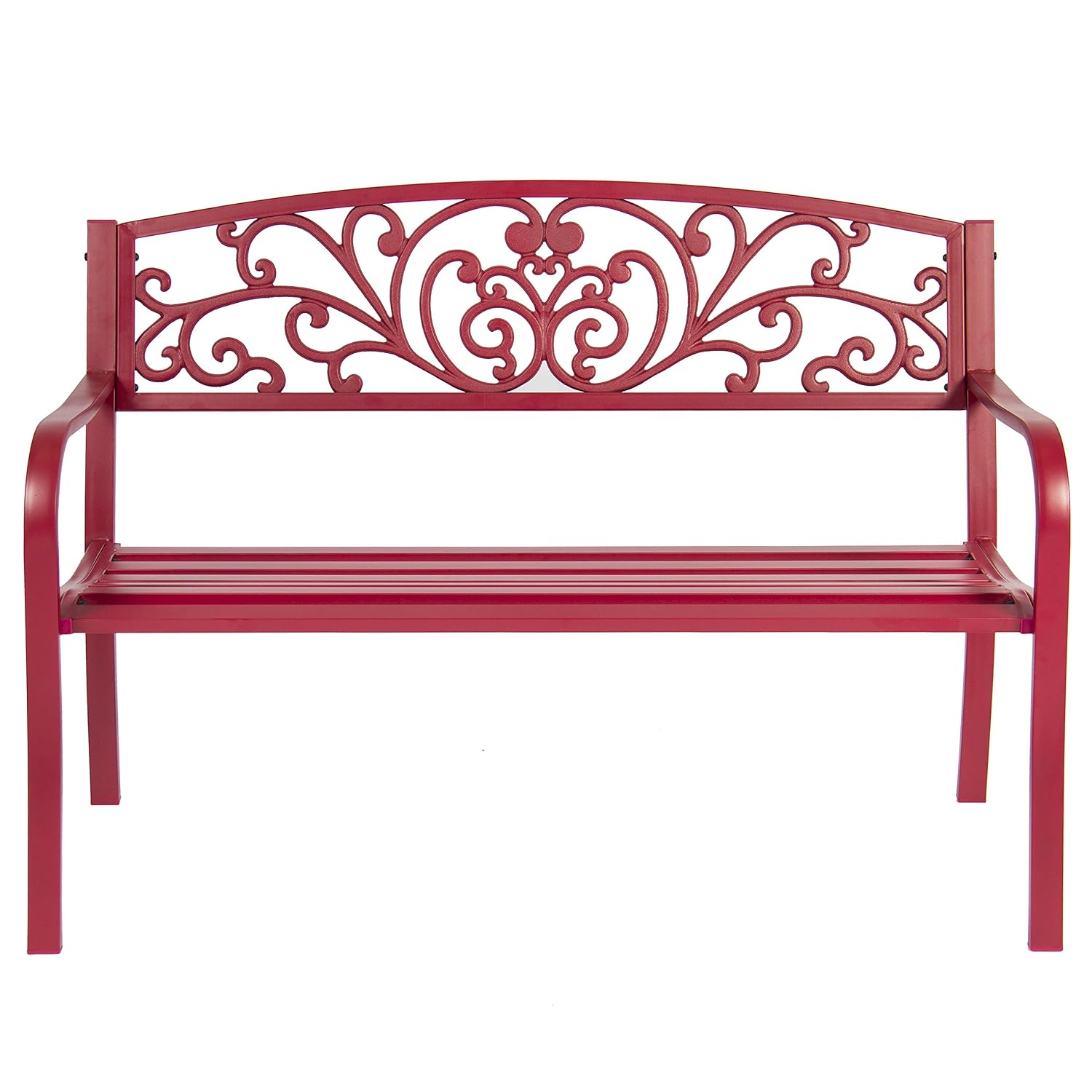 Best Choice Products 50 Patio Garden Bench Park Yard Outdoor Furniture Steel Frame Porch Chair Seat Patio Lawn Garden Benches