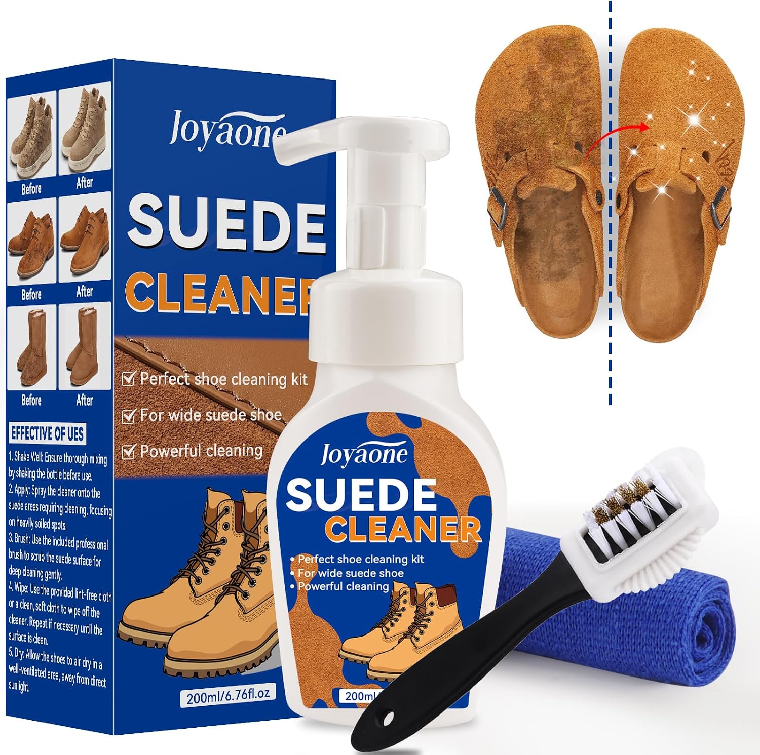 Suede Shoes Cleaner, Suede and Nubuck Cleaner with Brush & Towel, Shoe Cleaner Remove Stain & Water Mark for Suede Fabric