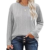 DOLNINE Plus-Size-Tops for Women Casual Crewneck Shirts Comfy Long Sleeve Tees Ribbed Knit Lightweight Sweatshirts XL-5XL