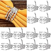 12 Pcs Skeleton Hand Halloween Napkin Rings Horror Skeleton Hand Alloy Napkin Holder Halloween Napkin Holder Metal Napkin Buckles for Halloween Party Wedding Banquet Table Decoration