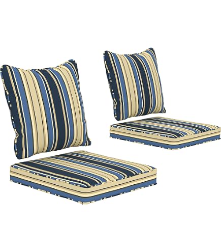 Verve Lot de 2 coussins imperméables beige pour chaises de jardin