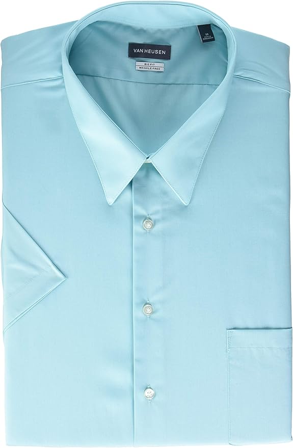 Van Heusen Men's FIT Short Sleeve Dress Shirts Poplin Solid (Big and