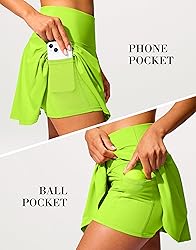 SANTINY 14" Tennis Skirt Golf Skorts with Pockets