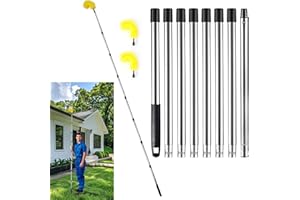 LrqzHsyl Gutter Cleaning Tools from The Ground - 10.5FT Adjustable Cleaner & Brush, No Ladder Needed | Rain Gutter Cleaning Tool Makes it Easy to Clean Leaves, Branches and Debris from Gutters