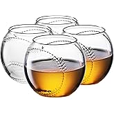 Baseball Whiskey Glass - Gifts for Dads, Fathers, Coaches & Baseball Lovers 12oz Whiskey Glass Perfect for Any Occasion, Baseball Lovers, Gifts, Baseball Themed Party, Baseball Birthday Gift Set (4)