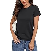 Hilor Women's Plain Cotton T Shirts Short Sleeve Crew Neck Tee Tops Loose Fit Casual Summer Tops Trendy Outfits 2026