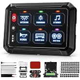 BUMBEE 6 Gang Switch Panel RGB 6-Level Brightness Switches， High Power 3 Silicone Button， Multifunction Toggle Switch Box Circuit Control Relay Momentary Golf Cart Truck SUV RV Offroad Marine