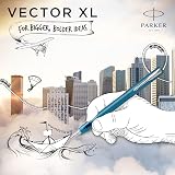 Parker Vector XL Fountain Pen Metallic Teal Lacquer Brass Medium Nib view 2