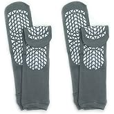 Secure Step Double-Sided Tread Non Slip Safety Socks, 2 Pair (X-Large, Grey)