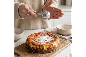 Powdered Sugar Shaker Duster - Stainless Steel Flour Sifter for Baking - One-Handed Spring Handle Flour Duster for Sourdough 