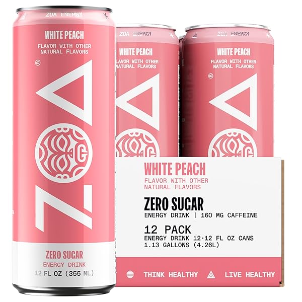 ZOA ZERO SUGAR ENERGY DRINKS – WHITE PEACH...