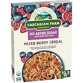 Cascadian Farm, Cereal Mixed Berry No Added Sugar Organic, 12.5 Ounce | 0g Added Sugar, Sweetened with Dried Date Powder, 32g Whole Grain per Serving, Non-GMO Project Verified, USDA Organic
