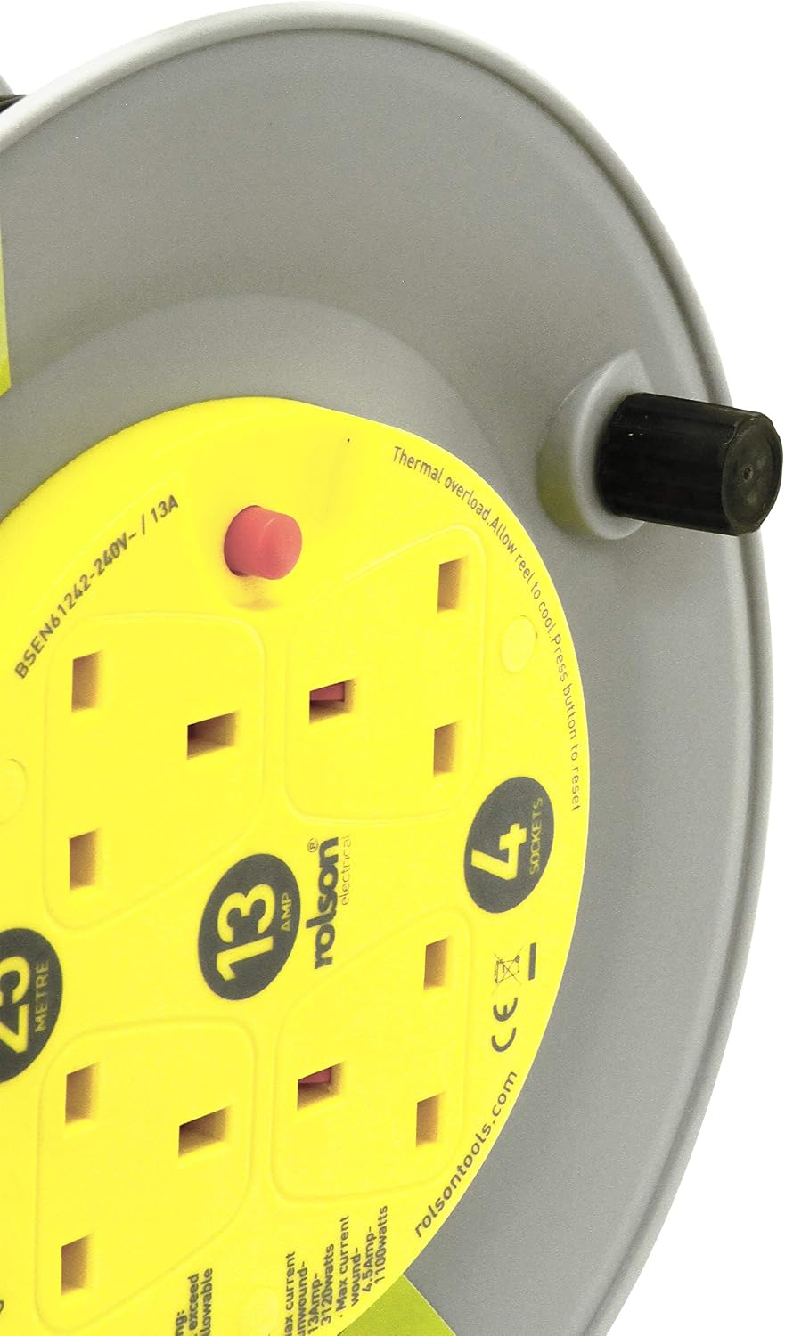 Rolson 60065 4 Socket 25M Cable Reel, White - Image 4