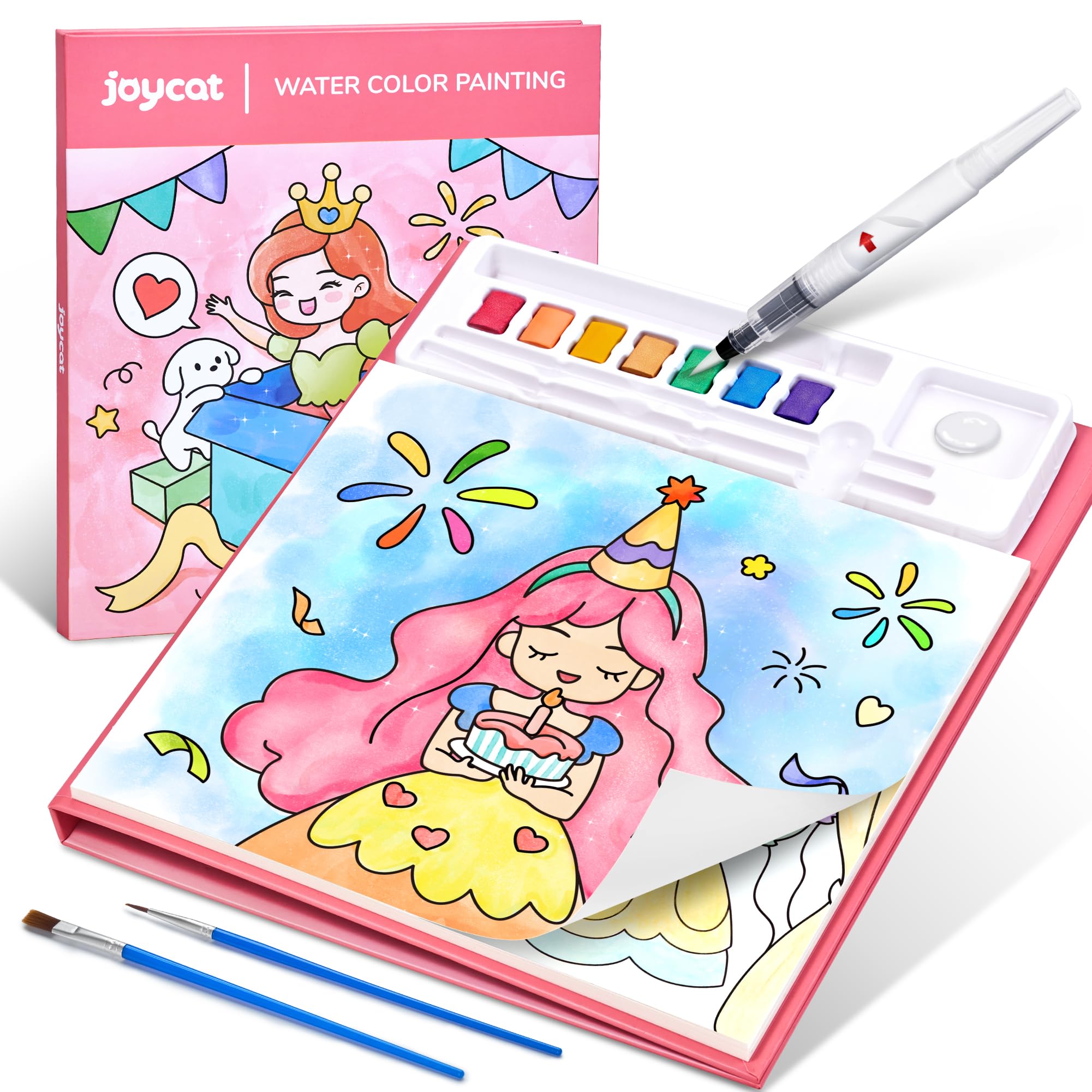JoyCat Paint with Water Coloring Books for Toddlers, Watercolor Painting Sets for Kids Ages 3-5 4-8, Arts and Crafts Drawing Activities Toy Birthday Gift for Boys Girls(Warm Pink)