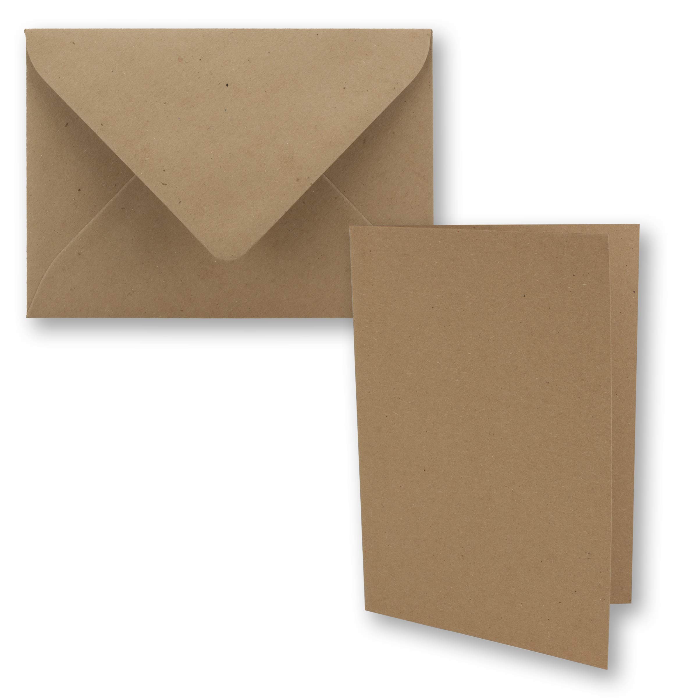 DIN A5 folded kraft paper set in sand brown, double card and C5 recycled paper, envelopes, printable nature postcards in DIN A5 format, Series Environment 75 Sets DIN A5 mit Umschlag