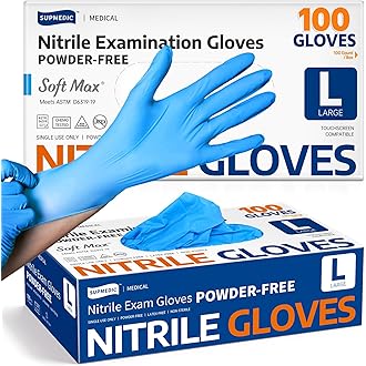Amazon Basic Care Disposable Nitrile Gloves, Pack of 100, Size M, Blue - View 8