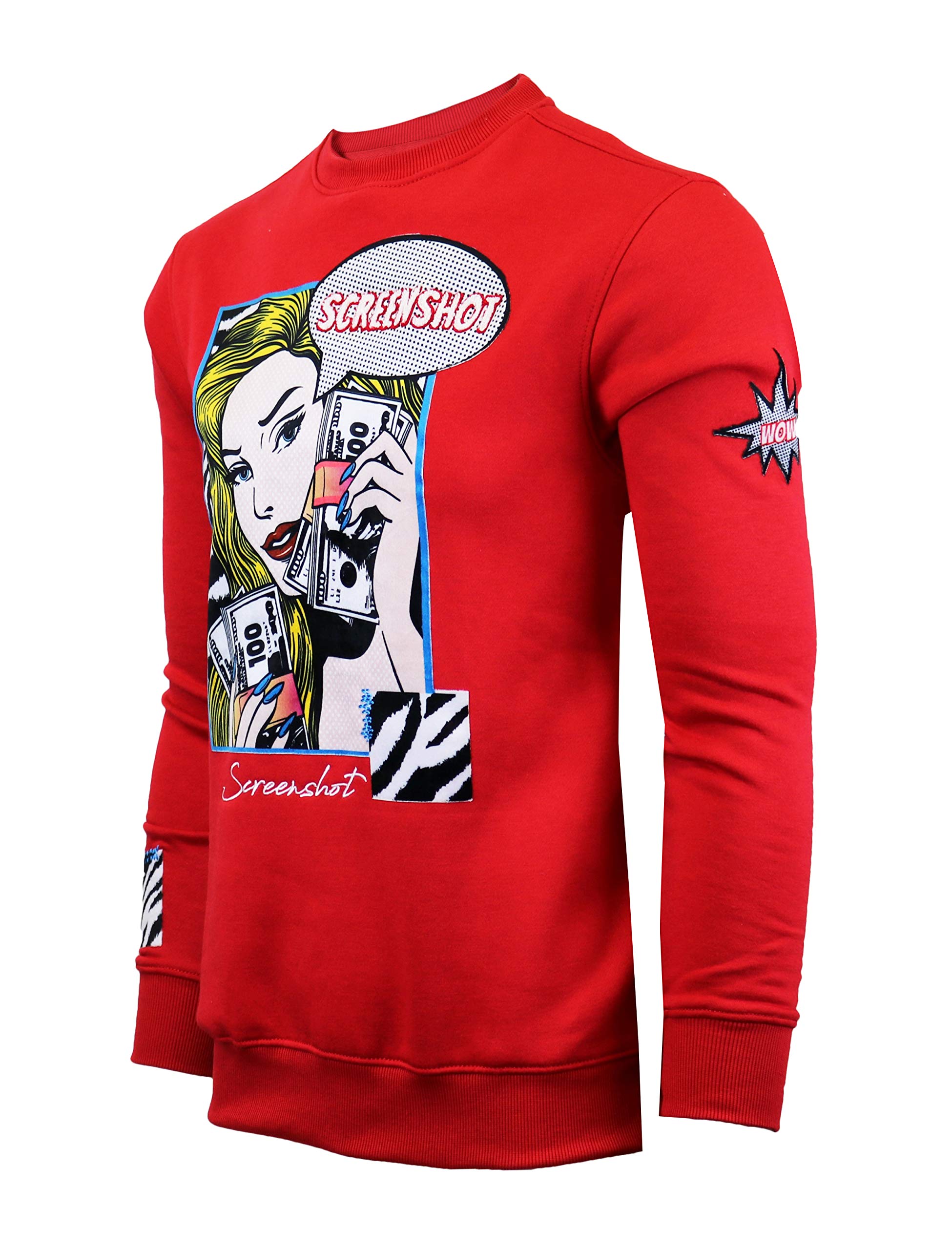 SCREENSHOTBRAND Men's Urban Hip Hop Fleece Crewneck Sweatshirt — 60% Cotton 40% Poly, Cartoon Graphic, Medium (Black) - View #3