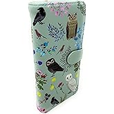 Shag Wear Wild Bird Owl Large Wallet for Women and Teen Girls Vegan Faux Leather 7" Mint Green