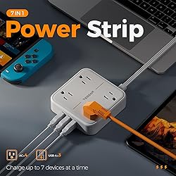 Flat Plug Surge Protector Power Strip, TESSAN 5 ft