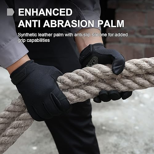 OZERO Utility Work Gloves for Men: Durable Synthetic Leather Palm