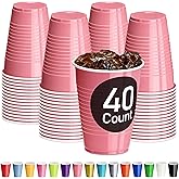DecorRack Light Pink Plastic Cups, 12 oz Disposable Cups, Reusable Party Supplies (40 Count)