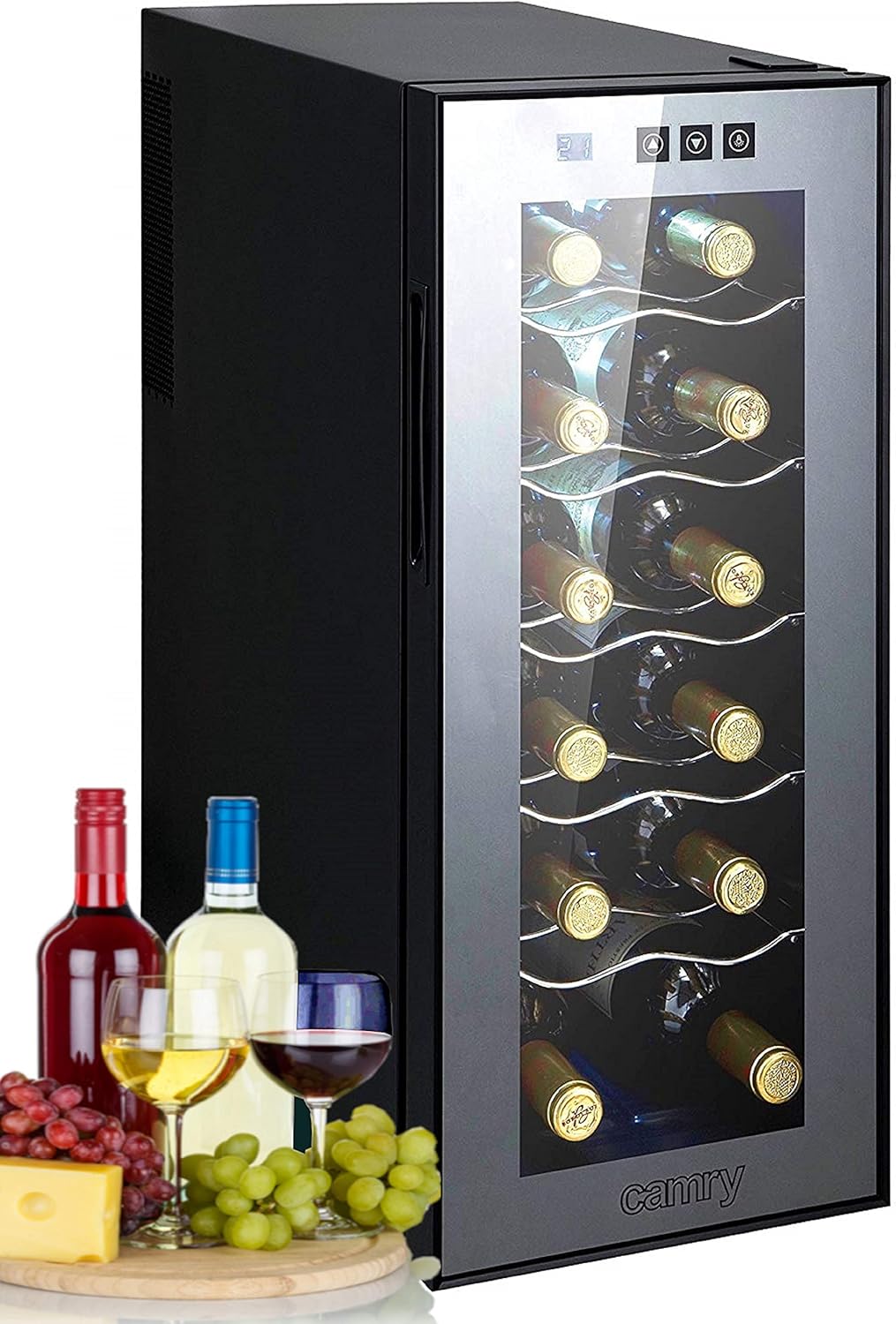 Weinkühlschrank 33 Liter 12 Flasche Weinkühler Weinklimakühlschrank Mini Kühlschrank Minibar mit Glastür LED Beleuchtung