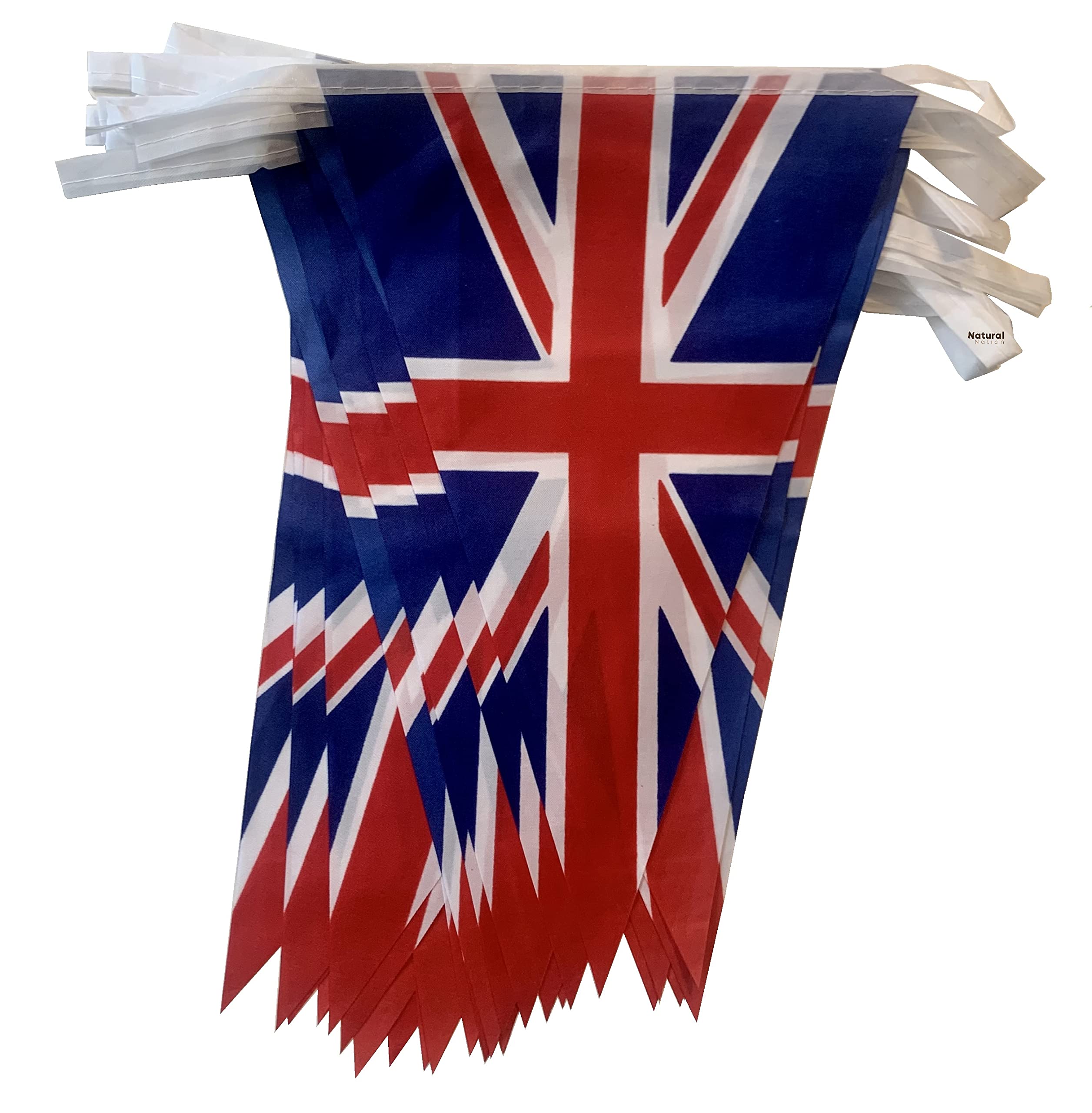 GB Union Jack 10m UK Bunting 25 Large Fabric Flags (29cmx19cm) Sporting Events Garden Parties