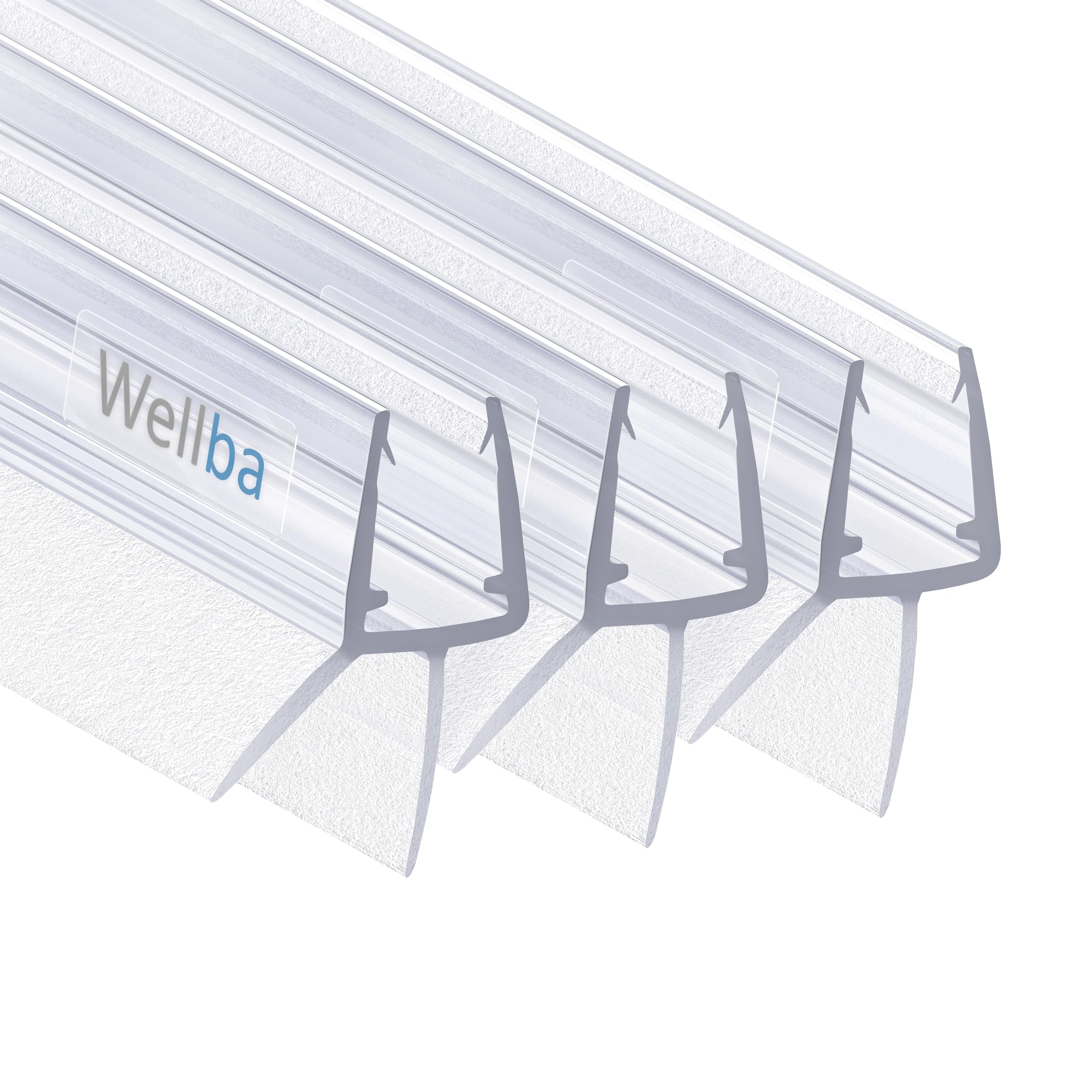 Wellba Premium Shower Door Seal (3 x 100 cm) for 6 mm 7 mm 8 mm Straight Glass Door Thicknesses Water-Repellent Shower Seal or Shower Cubicle Seal with Optimally Arranged Rubber Lips