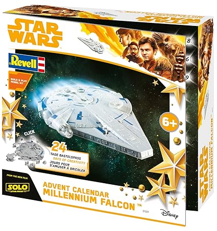 Revell Build&Play 01017 - Adventskalender Millennium Falcon, Star Wars, Disney SOLO - 24 Tage cooler Bastelspaß, der Bausatz 
