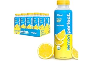 Lemon Perfect Original, Flavored Lemon Water, Organic, Zero Sugar, Healthy Hydration Drinks, 15.2 fl oz Bottles (12-Pack)