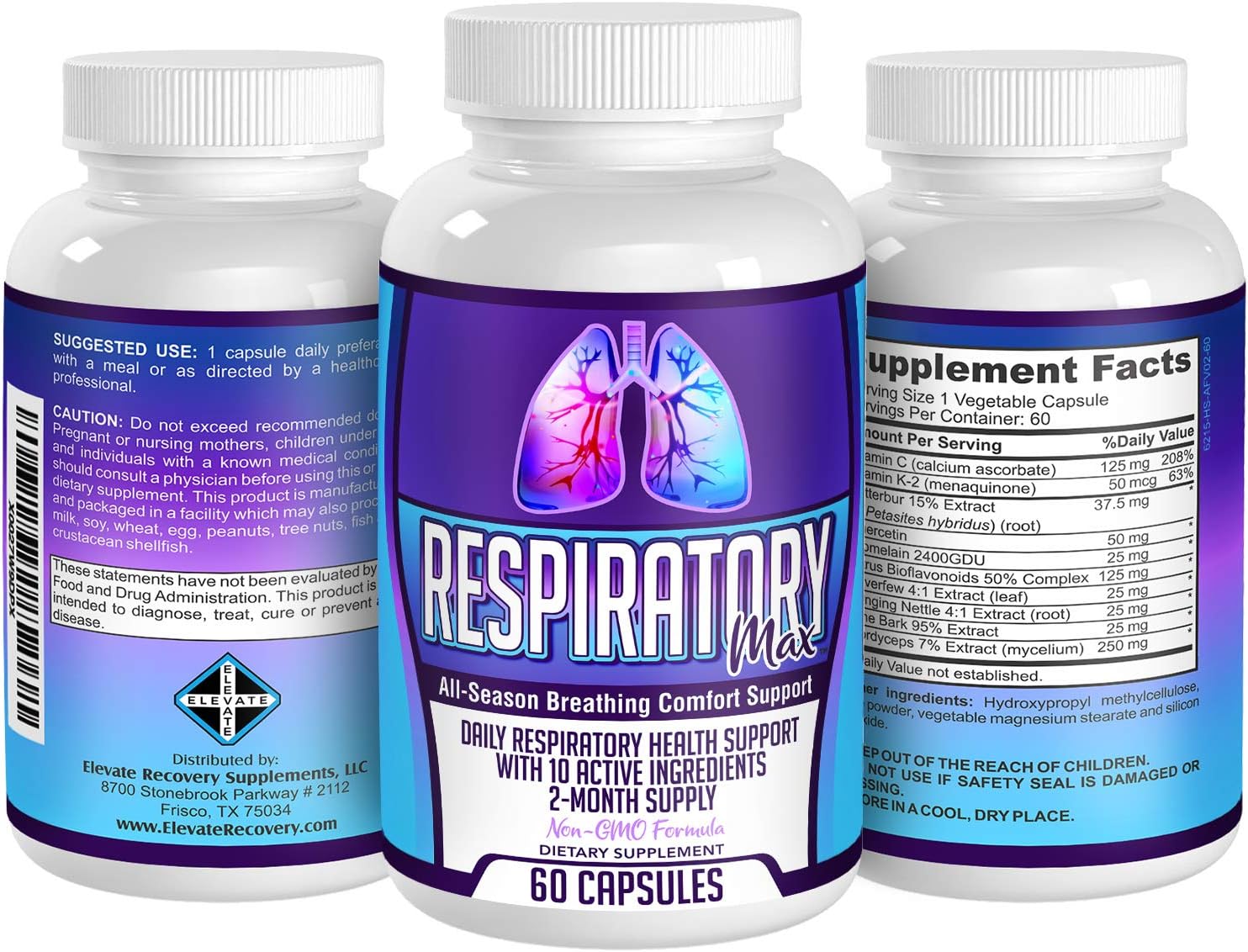 Respiratory-MAX: Respiratory Support Supplement / Lung Health Supplements - 60 Capsules: Health & Personal Care