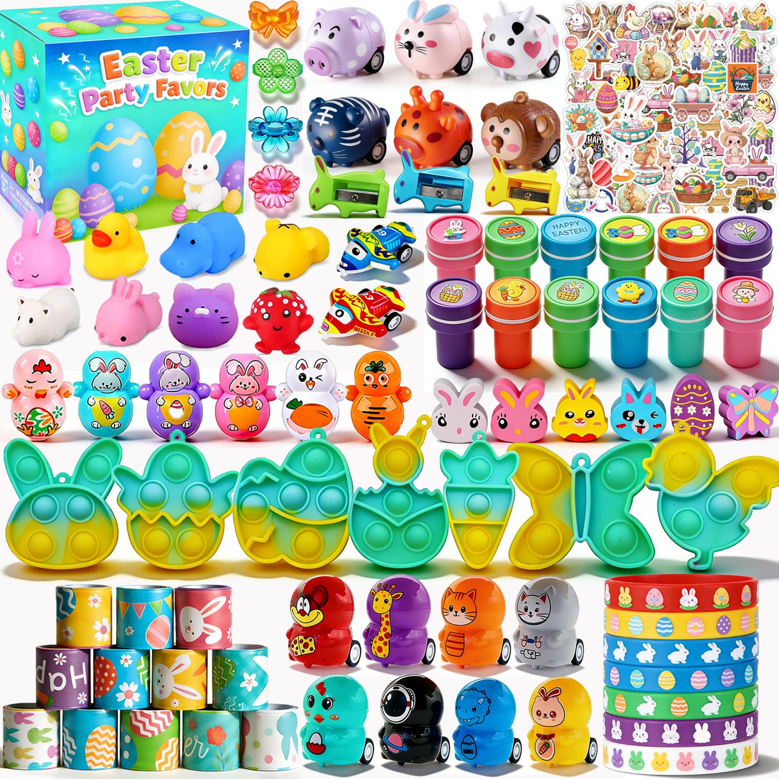 Photo 1 of 132 PCS Easter Egg Fillers, Easter Basket Stuffers, Easter Party Favors for Kids Boys Girls, Mini Fidget Toys Bulk for Easter Eggs Hunt Filled Gift Goodie Bag Stuffers Classroom Prizes Treasure Box
