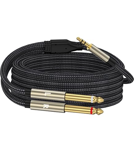 ACOMDATA 1/4" TRS Right Angle To Dual 1/4" TS Stereo Breakout Y Cable - Gold Plated
