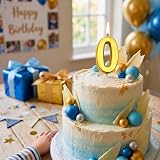 SHATCHI Gold Birthday Number 0 Candle, Milestone Cake Topper, 4.5x3x1 cm view 2