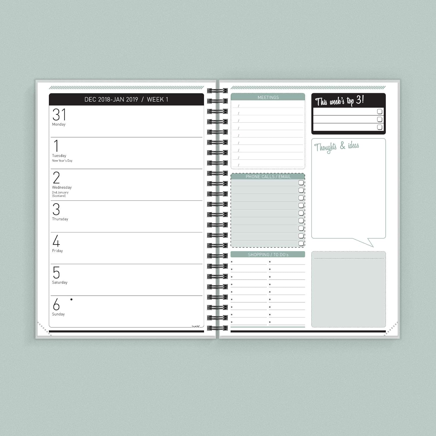 A5 Organiser 2019 Organise with Style Journal Diary Make it Happen Life Planner Weekly Planner