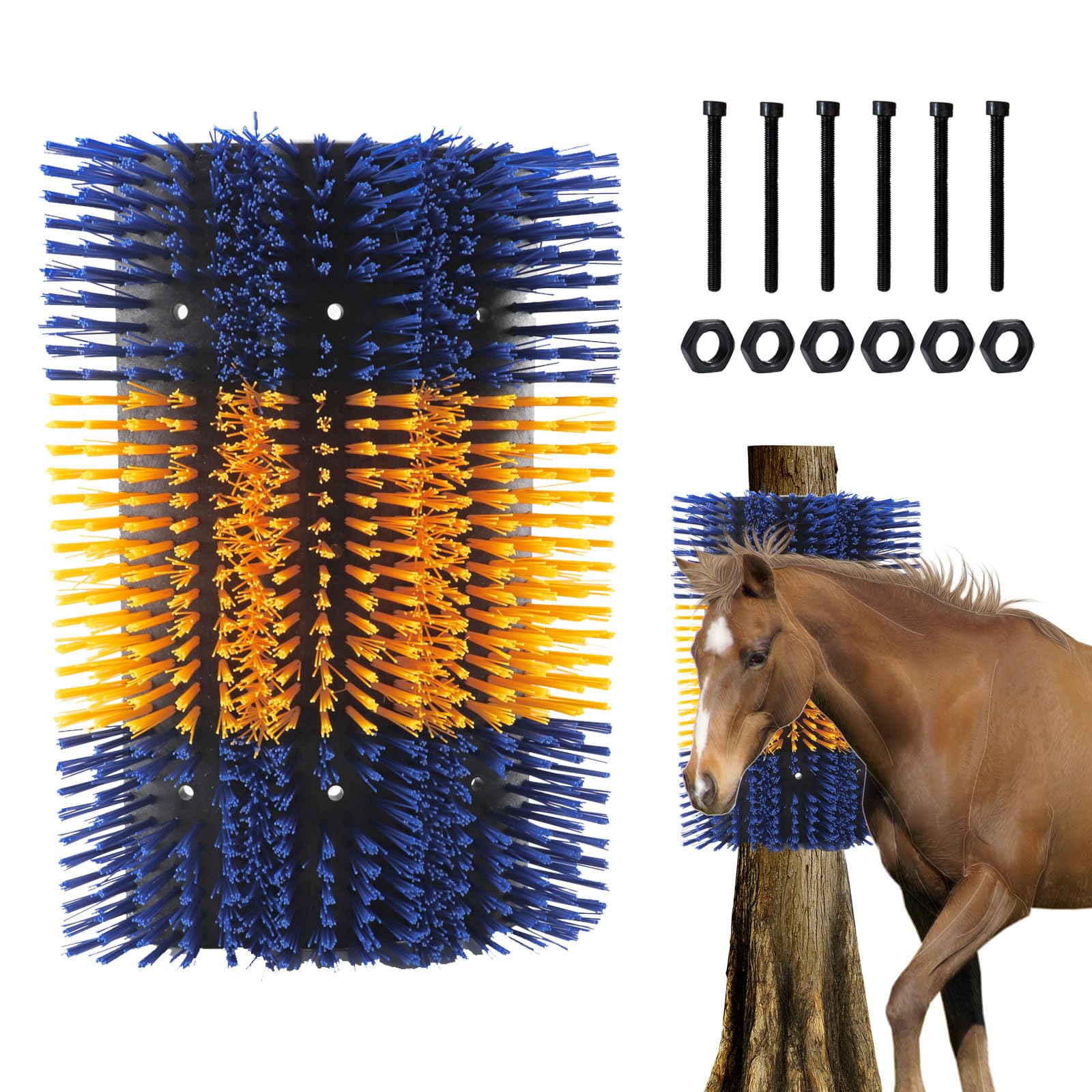 Domigard Scratching Brush for Livestock, Large Universal Scratcher Brush for Horse Cow, Livestock Animal Massage Brushs for Horse, Goat, Sheep, Cattle Back Scratching Itch(Yellow)