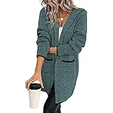Sidefeel Womens 2025 Fall Outfits Long Sleeve Open Front Contrast Cardigan Sweaters Oversized Chunky Hooded Sweaters Coat