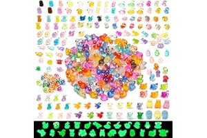 300 Pcs Luminous Glow in The Dark Mini Resin Figurines with 25 Styles Duck Frog Rabbit Owl Mushroom Shapes for Fairy Garden A